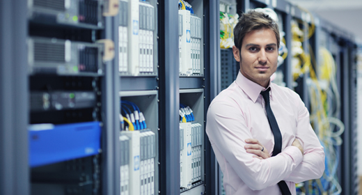 Rows of servers in a data center